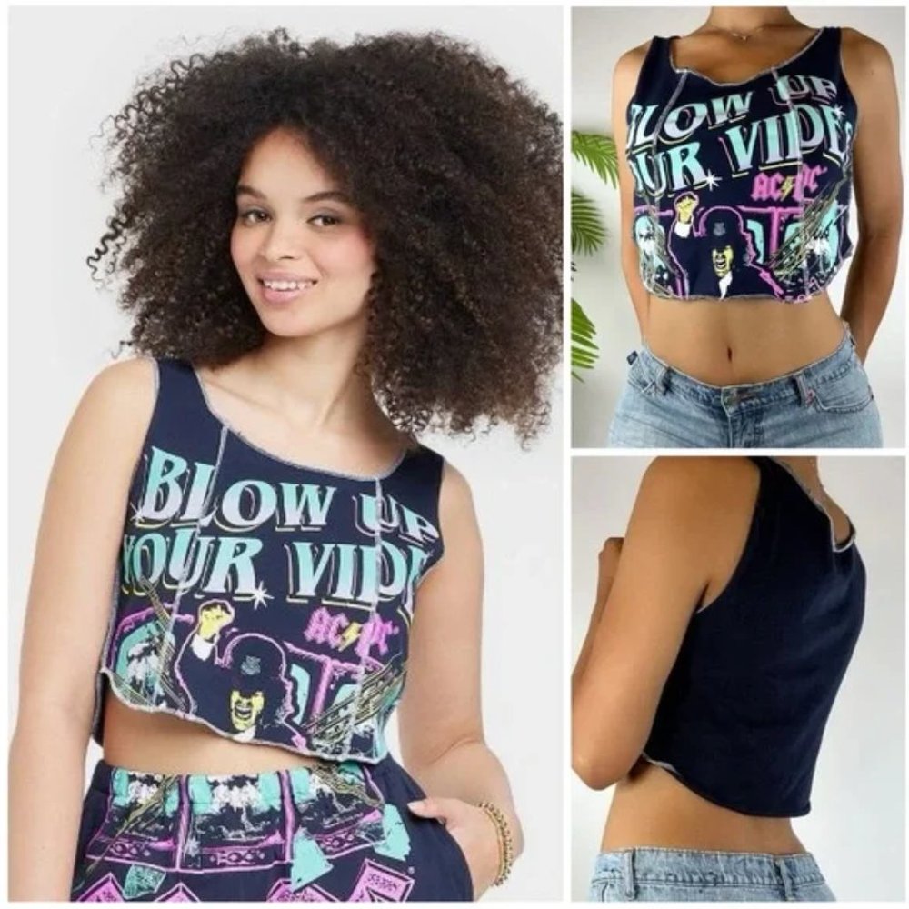 AC/DC Black and Blue Crop Top